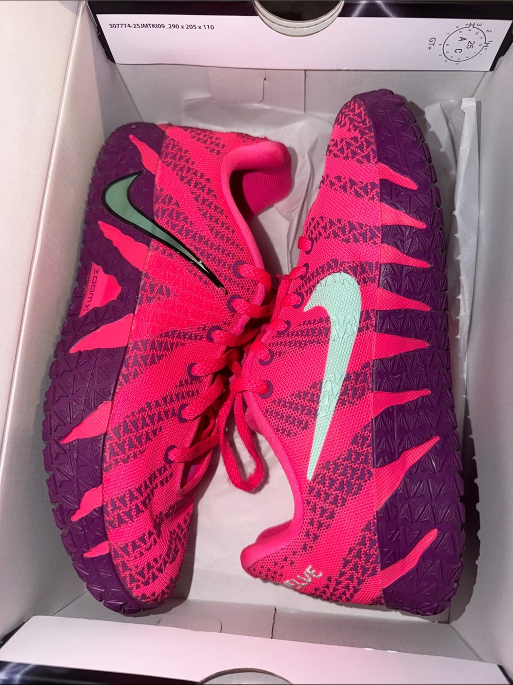 Nike Women's Hot Pink and Purple Training Shoes with Mint Swoosh